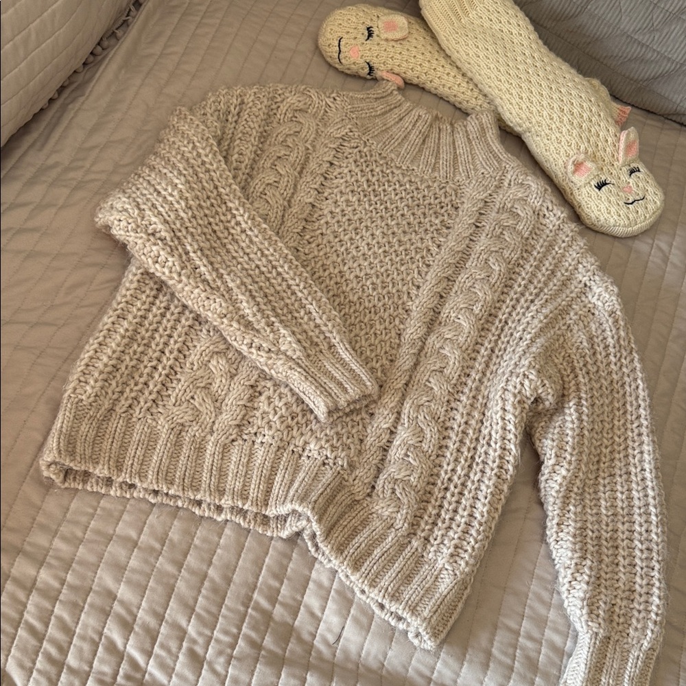 Universal Thread Goods Co. Cozy Cable Knit Sweater - Cream